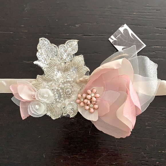 Floral handmade headband head sash tie bridal chic main image 4